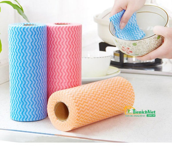Cuộn giấy vải lau đa năng tiện dụng - giấy lau đa năng 20x30cm- 1 cuộn 50 tờ - cuộn giấy vải lau đa năng - màu ngẫu nhiên