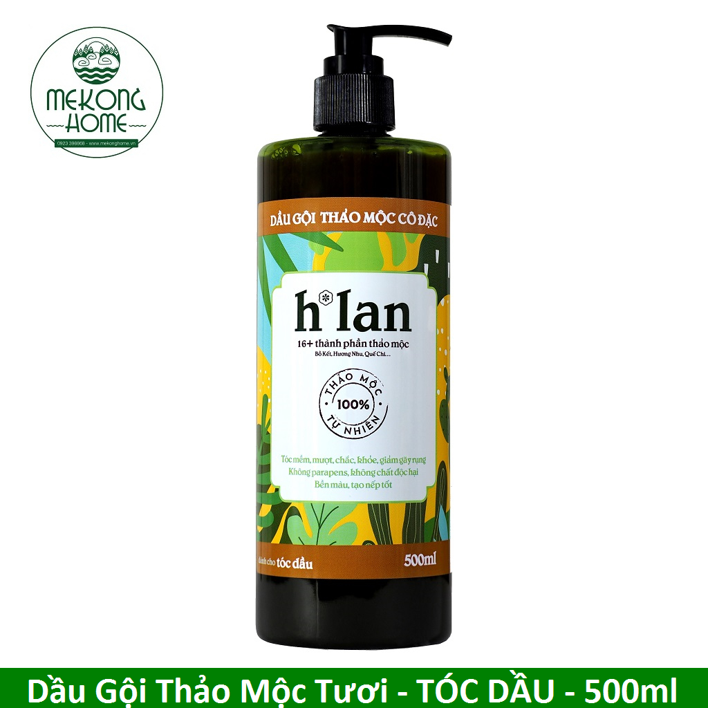 Dầu gội thảo dược tươi hlan - tóc dầu - 500ml - giúp tóc chắc, khỏe, mượt & bồng bềnh hơn - mekong home