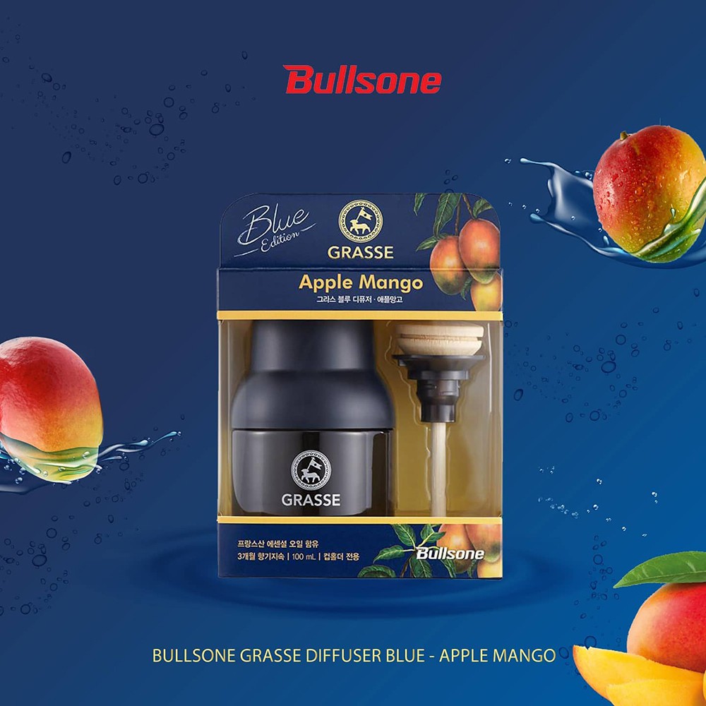 Nước hoa ô tô Bullsone Pháp Grasse Diffuser Blue Apple Mango chính hãng
