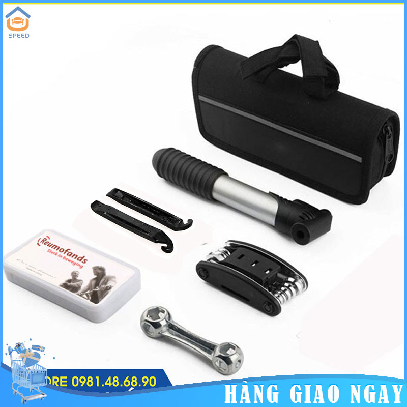 Bộ dụng cụ sửa chữa xe đạp kèm hộp vá lốp đa năng gắn treo khung sườn xe