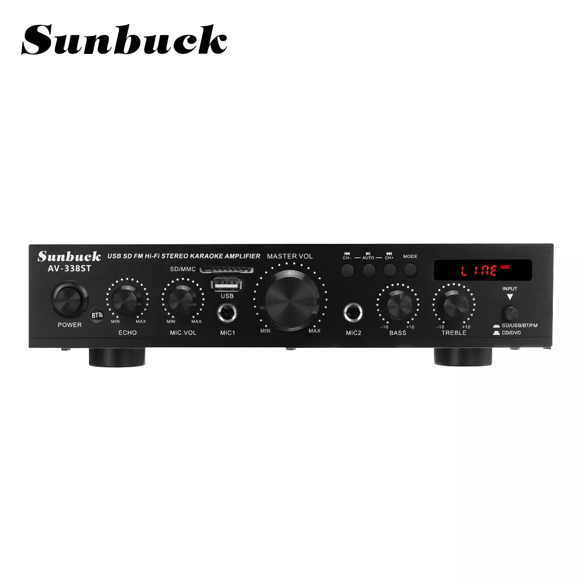 Âm ly karaoke sunbuck av-338st - hàng chính hãng - công suất cao, 50/60hz hifi kỹ thuật số âm thanh stereo loa vali 5 kênh hỗ trợ 2 micro