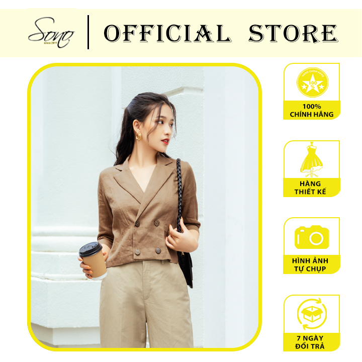 Áo croptop cổ vest tay dài