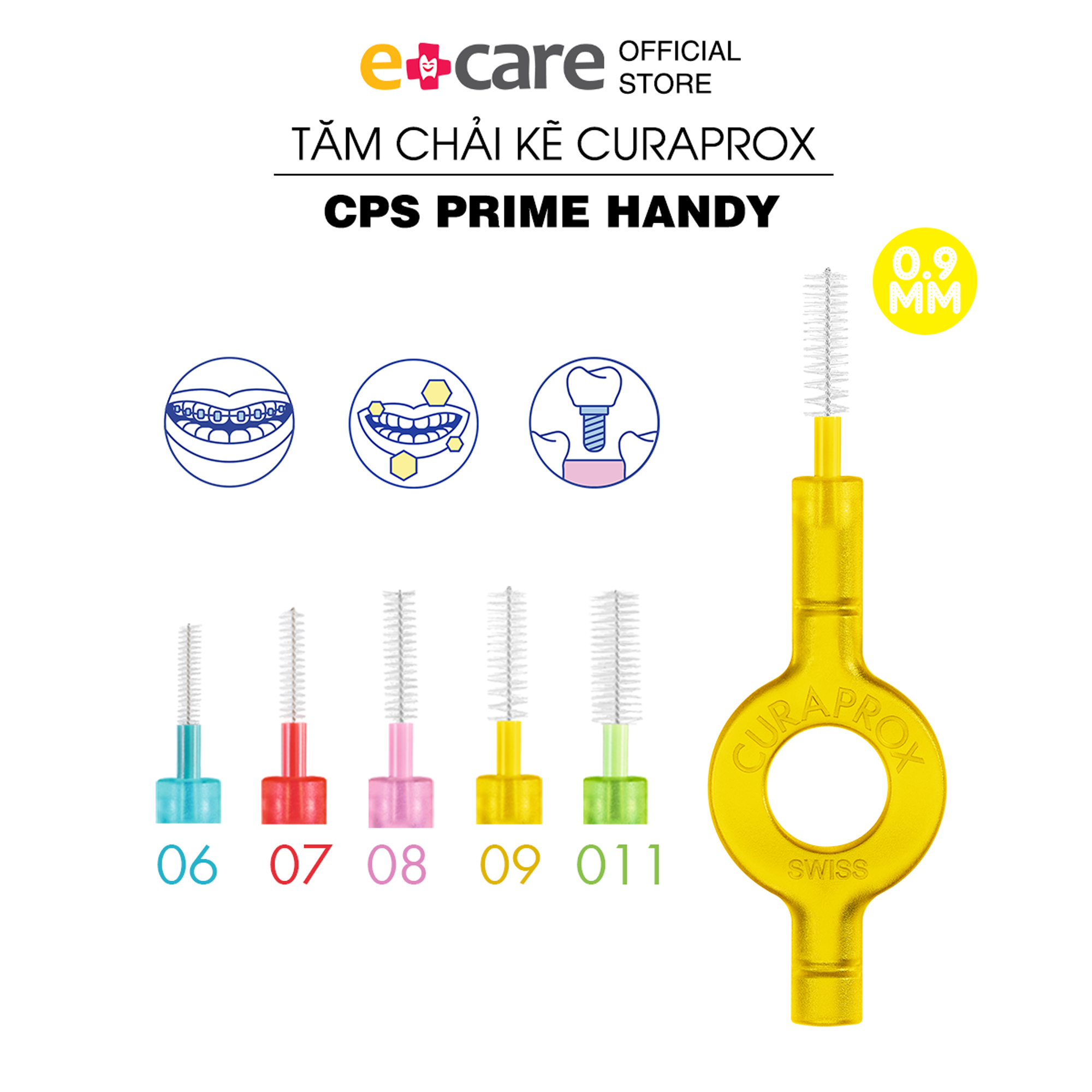 Pack 5 interdental brushes Curaprox CPS Prime Handy size 0.9mm