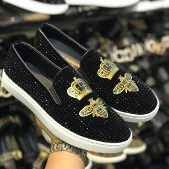 Giày lười nam đính đá ong vương miện hot