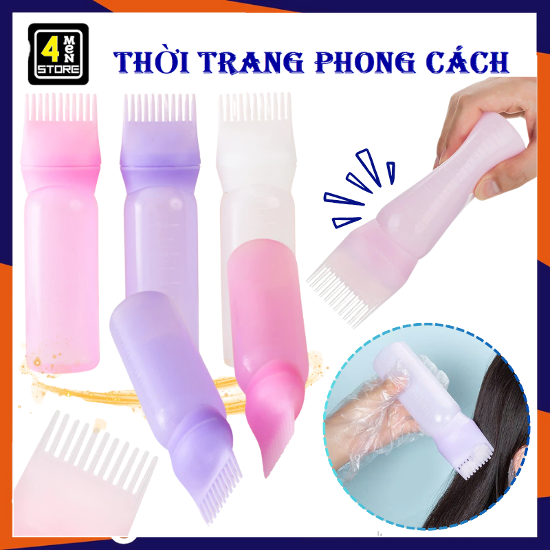  Chai Nhựa Đựng Thuốc Nhuộm Tóc Có Đầu Lược Và Vạch Đo 180ML - Dụng Cụ Nhuộm Tóc Tại Nhà  Lọ Chiết Dầu Gội Dành Cho Salon Tóc Chuyên Dụng 