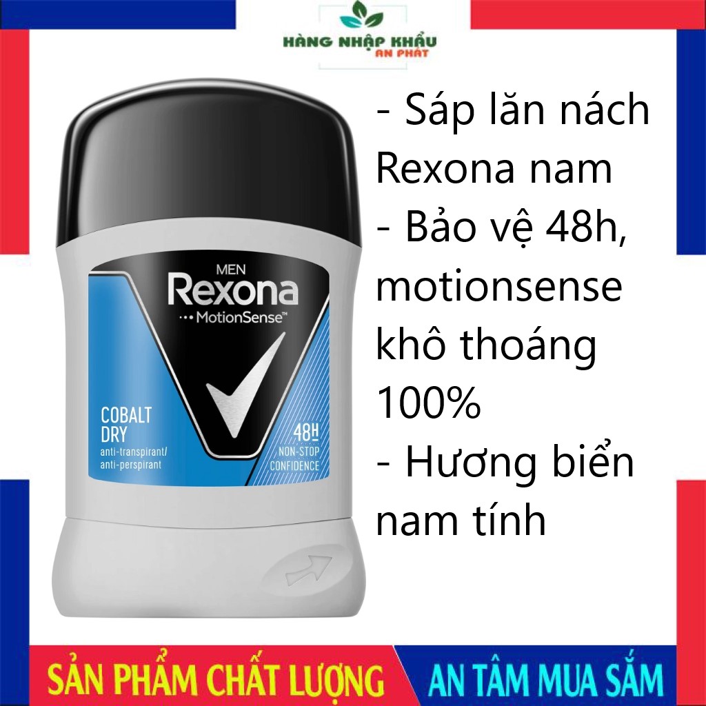 Sáp Khử Mùi Rexona Men Cobalt Dry 48h, sáp lăn nách Rexona Đức, khô thoáng cả ngày, 50ml