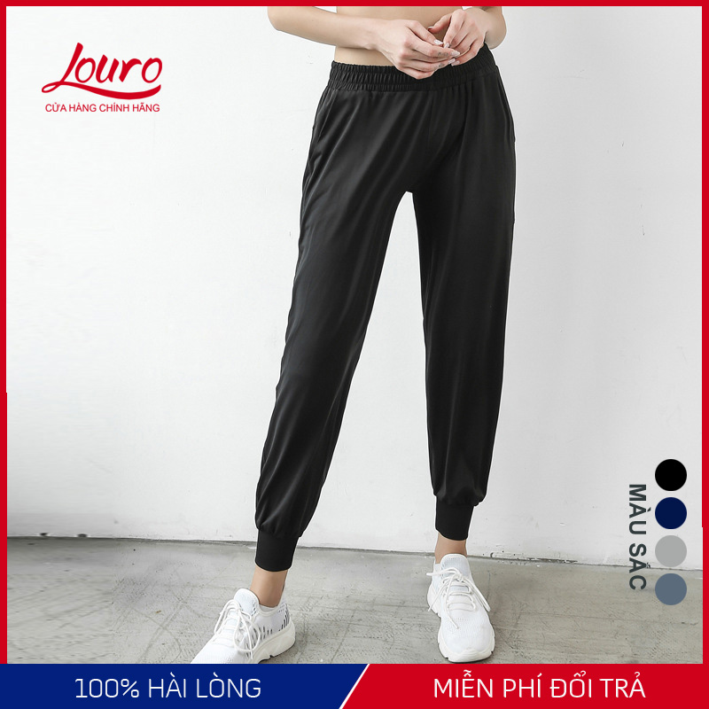 Quần Jogger tập Yoga Louro, kiểu quần tập Gym nữ phom rộng che khuyết điểm, co giãn 4 chiều, mặc thoáng mát - Q41