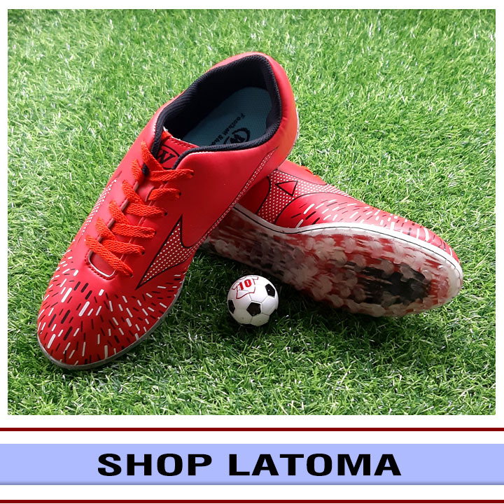 Giày đá bóng sân cỏ nhân tạo, Giày chơi thể thao, Giày đá banh đế nhựa có may viền, da simili cao cấp Latoma TA4362 (Đỏ)