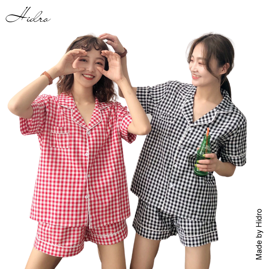 Hidro bộ ngủ pijama kẻ caro