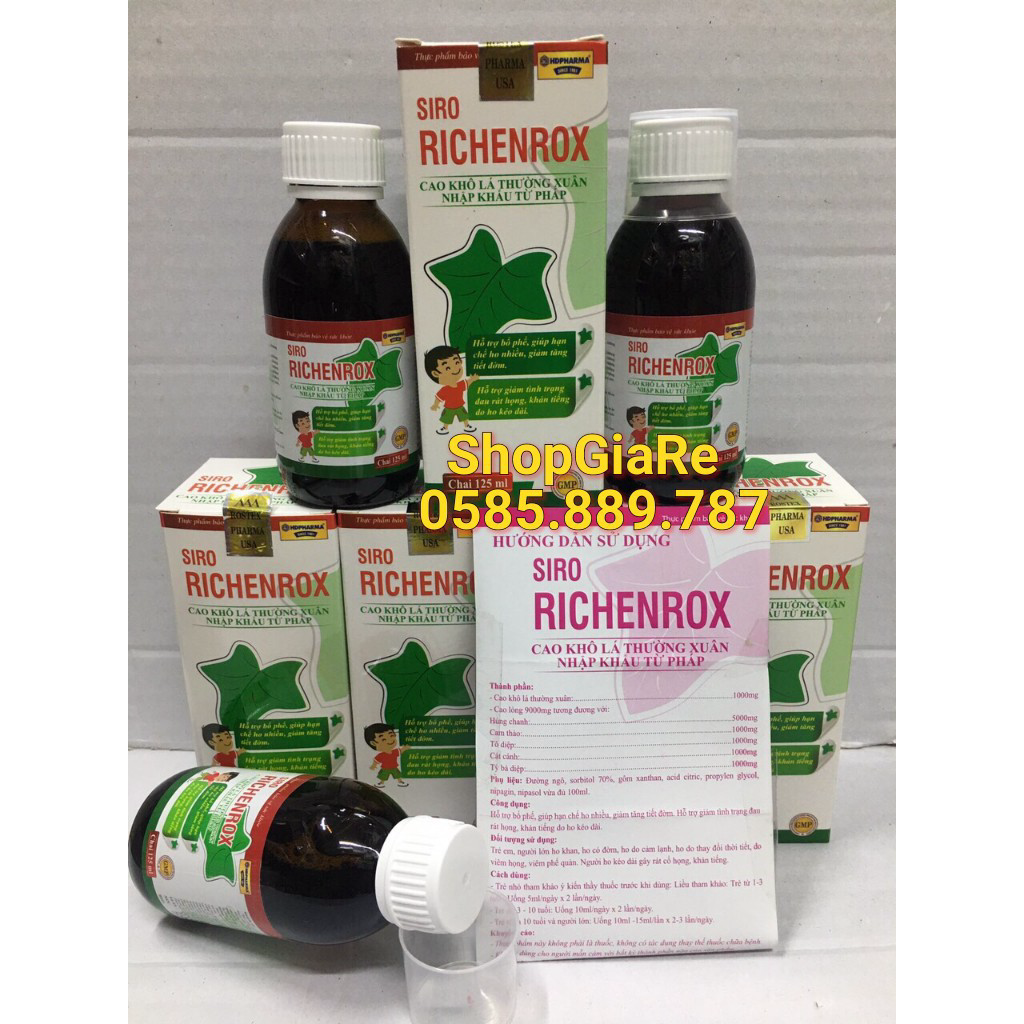 Siro Richenrox chứa Chanh Đào Mật Ong giảm ho, giảm viêm họng, giảm đờm