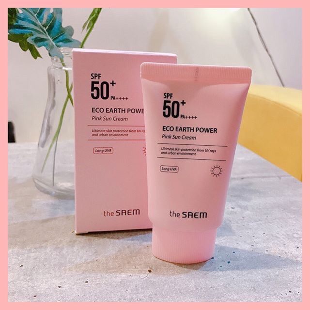 Kem Trống Nắng THE SAEM ECO EARTH POWER PINK SUN CREAM (SPF 50+/PA)++++ .
