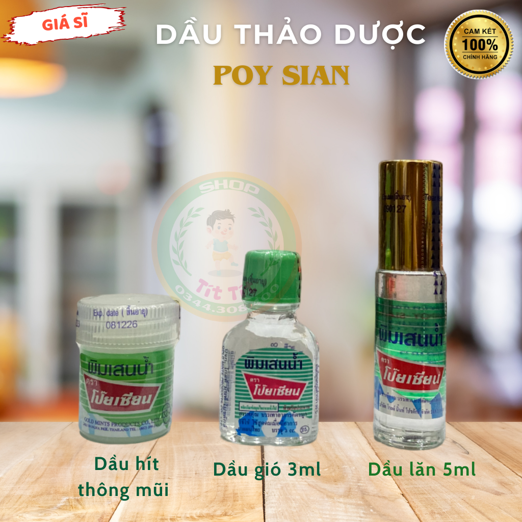 Dầu thảo dược Poy Sian bạc hà dạng hít, lăn, nước - Thái Lan