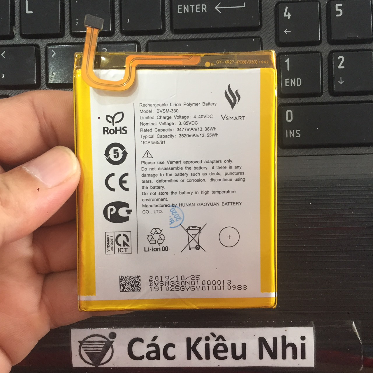 Pin vsmart star3 star 3 v330a | bvsm-330 3520mah 3.85v 13.55wh