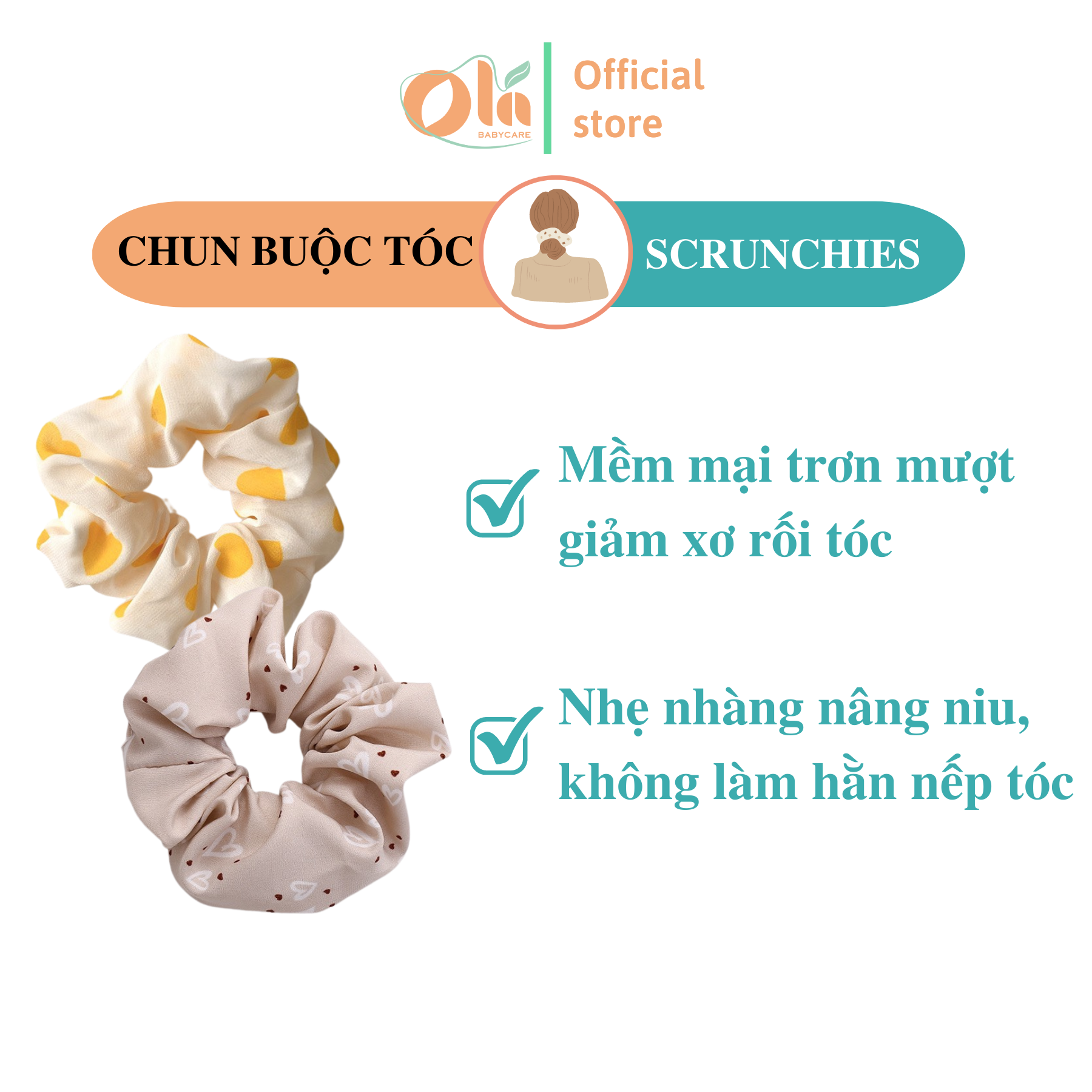 Dây cột tóc scrunchies thiết kế xinh xắn