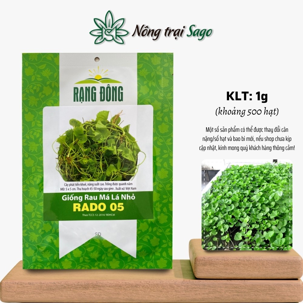 Hạt giống Rau Má Lá Nhỏ Rado 05 (1g~500 hạt) trồng quanh năm, thu hoạch nhiều lần, sinh trưởng khỏe, hiệu Hạt giống Rạng Đông - Nông Trại Sago