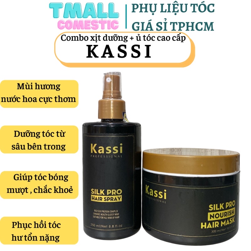  Combo Hấp dầu   Xịt dưỡng tóc Kassi Silk Pro Restore Damage Hair dành cho tóc hư tổn khô xơ 