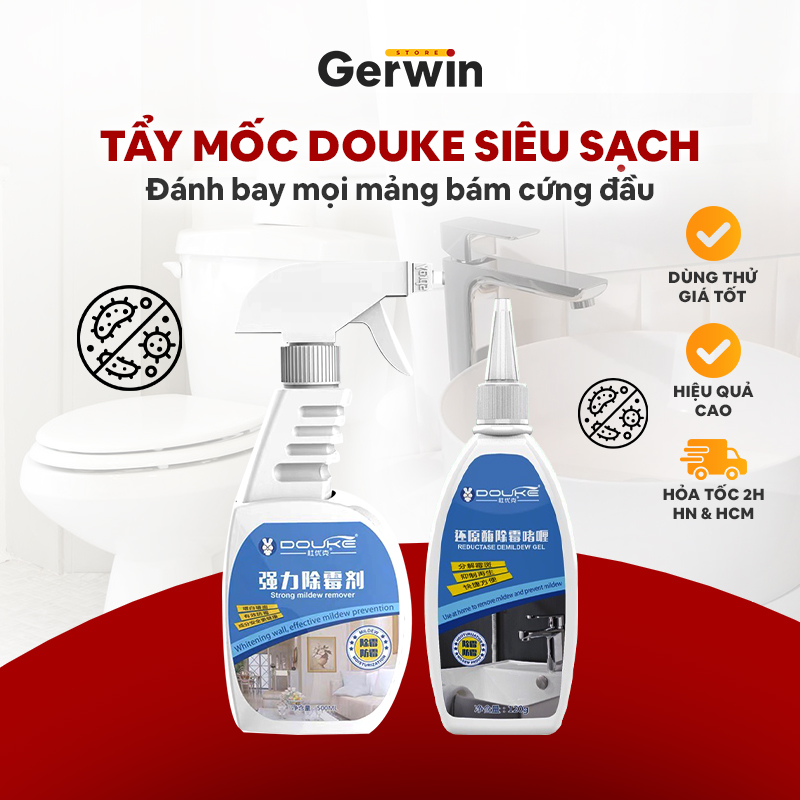 Tẩy mốc đa năng Douke Gerwin siêu sạch tẩy sạch các mết mốc gioăng máy giặt silicon vết bẩn dạng gel và dung dịch