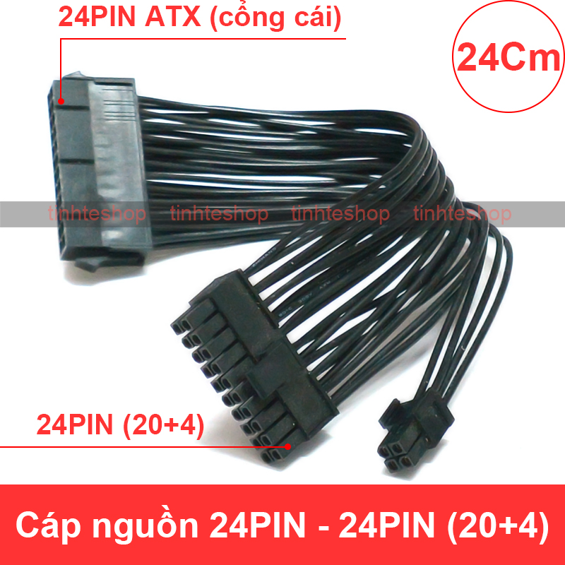 Dây nối dài nguồn 24PIN ATX cái sang đực - Cáp chuyển nguồn ATX 24PIN cái sang 24PIN đực 20+4 - Cáp nguồn 24PIN sang 24PIN (24Cm)