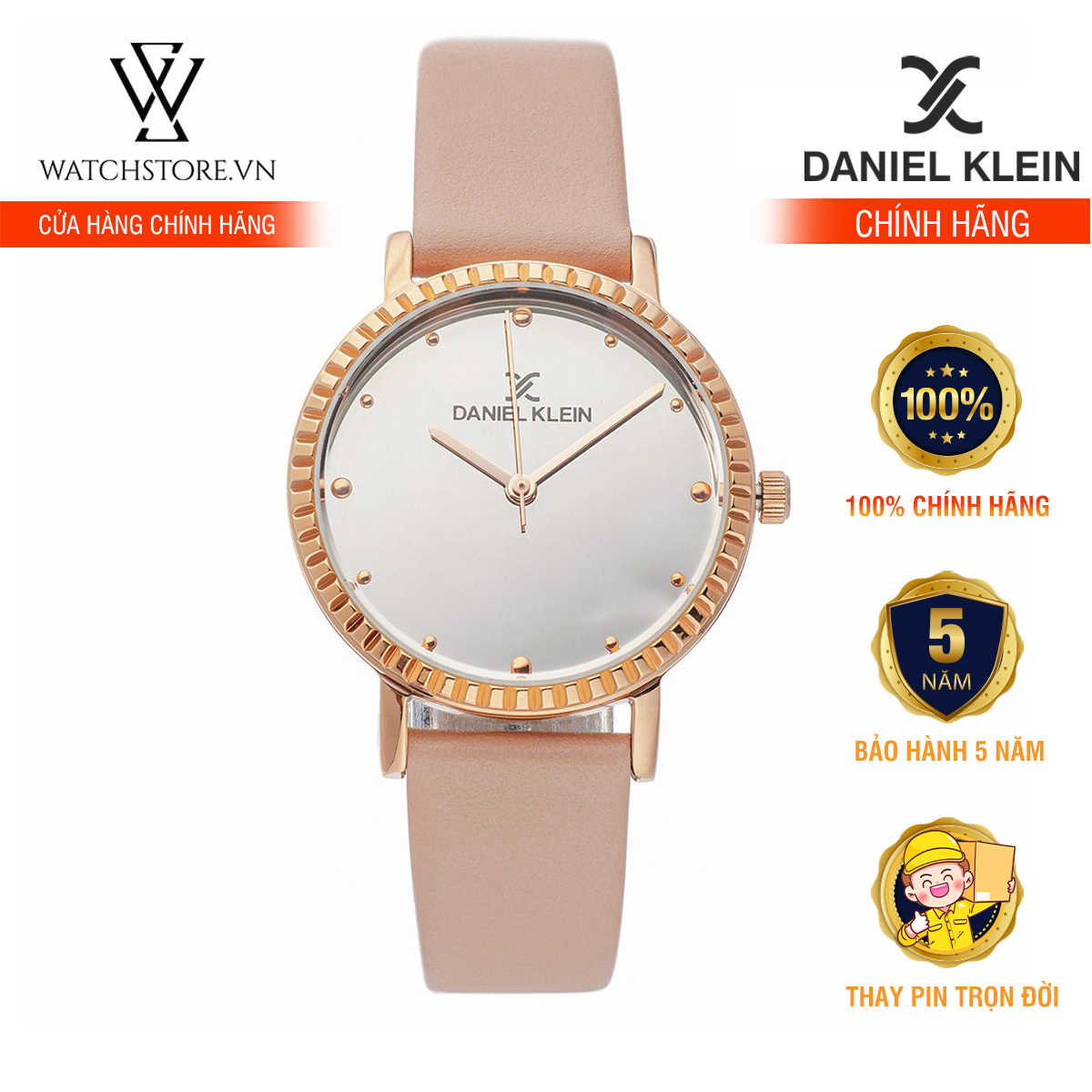 Đồng hồ quartz nữ daniel klein premium ladies watchstore dk.1.12533.6 mặt kính khoáng 34mm, dây da, vỏ thép không gỉ