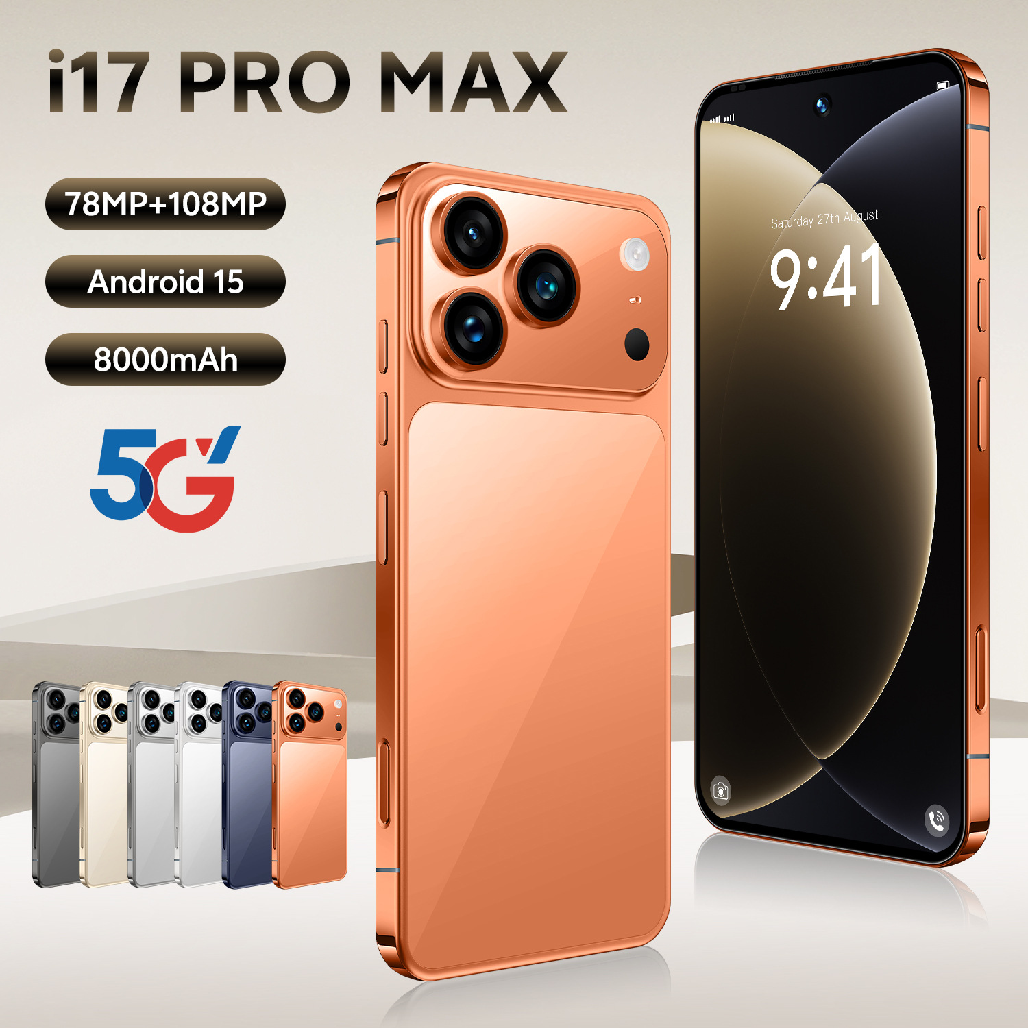 New I17 Pro Max Smartphone 6.9Inch Hd Fm Radio 16G/1Tb Cheap Phone for Students 4G/5G