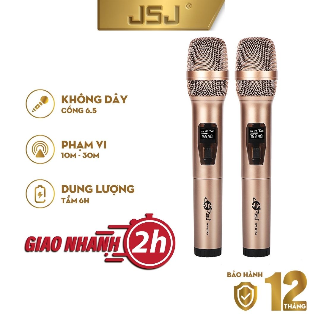 Micro không dây karaoke cao cấp JSJ-W221 tích hợp màn hình led chuyên nghiệp, công nghệ mic hát karaoke chống hú giúp lọc bỏ tạp âm,thích hợp sử dụng cho loa /amply có jack cắm 6.5mm