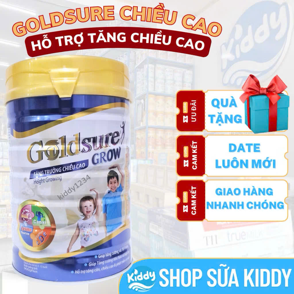 Sữa bột Goldsure Chiều cao lon 900g hỗ trợ tăng chiều cao từ 3 - 15 tuổi (date luôn mới)
