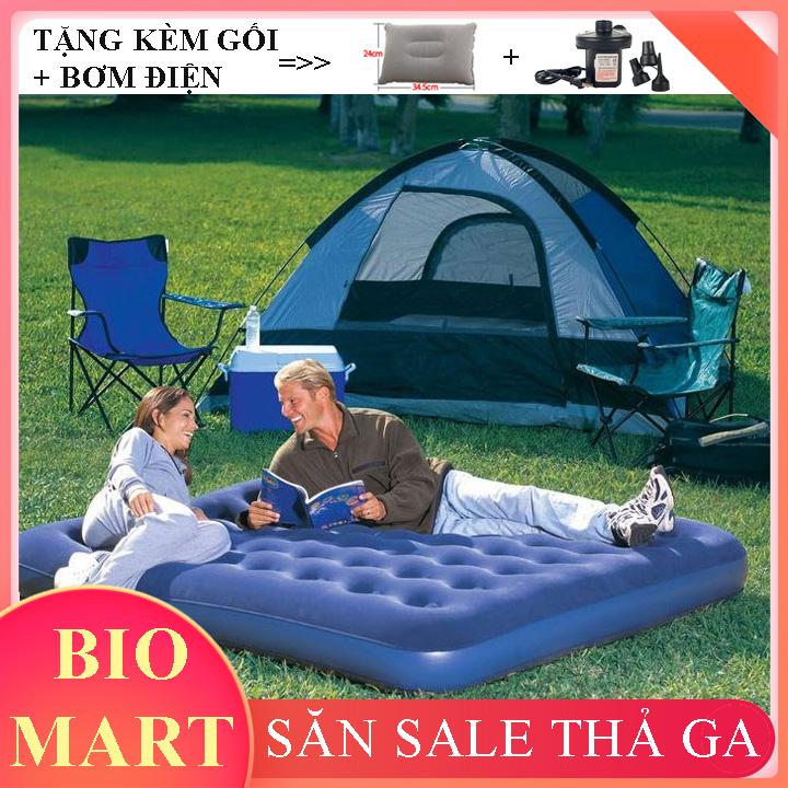 [TẶNG BƠM ĐIỆN ] Đệm hơi cao cấp tặng kèm bơm điện - Đệm bơm hơi 203x152x22 – Nệm hơi 67003 – BIO48