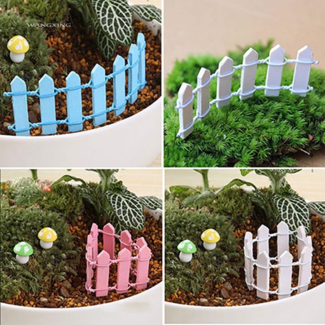 Combo 2 Hàng rào gỗ trang trí nhiều màu, trang trí tiểu cảnh terrarium, decor chậu cây, DIY