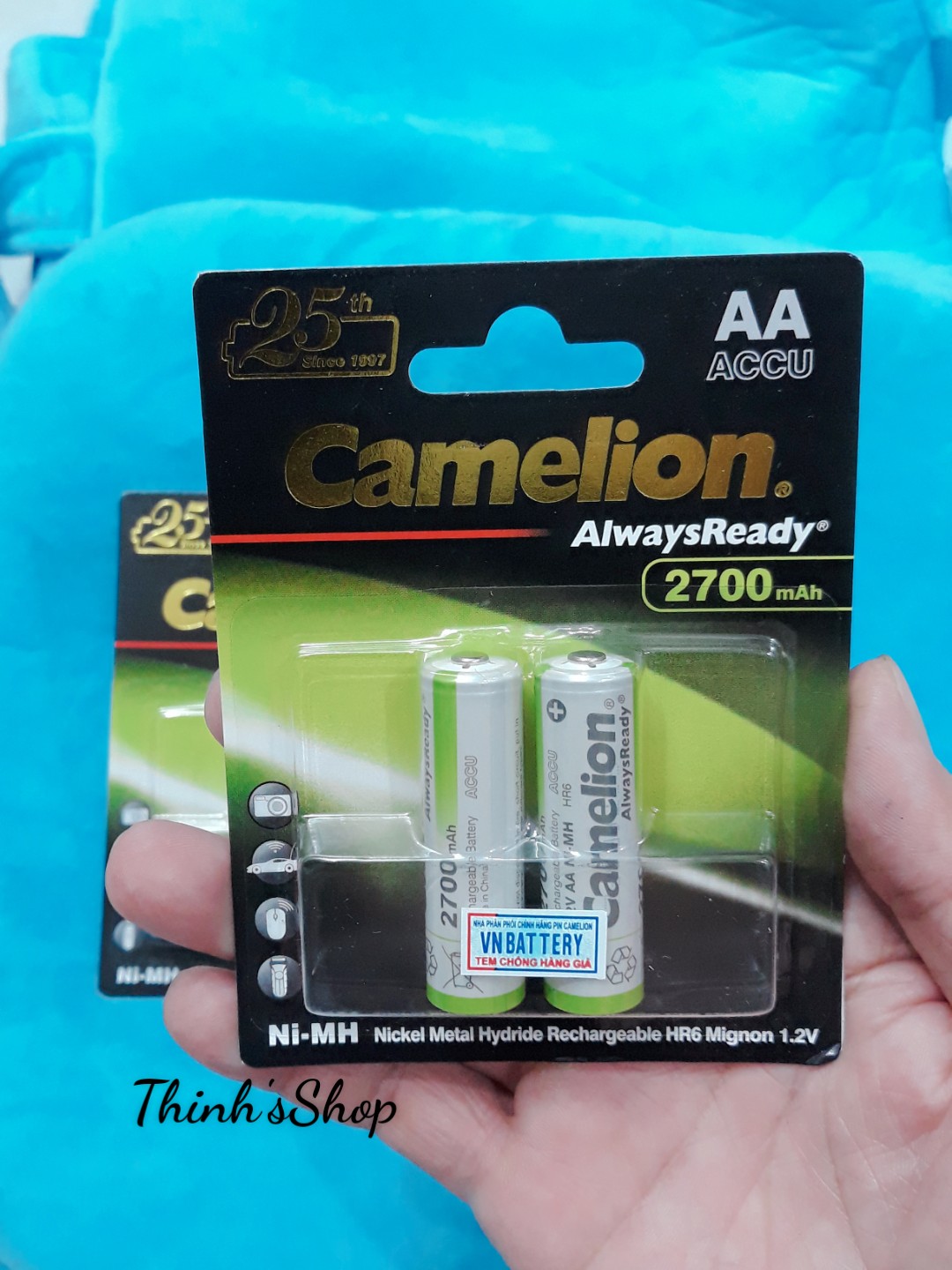 Hàng mẫu mới - vỉ 2 pin sạc camelion 2700 mah 1.2v aa hàng chính hãng