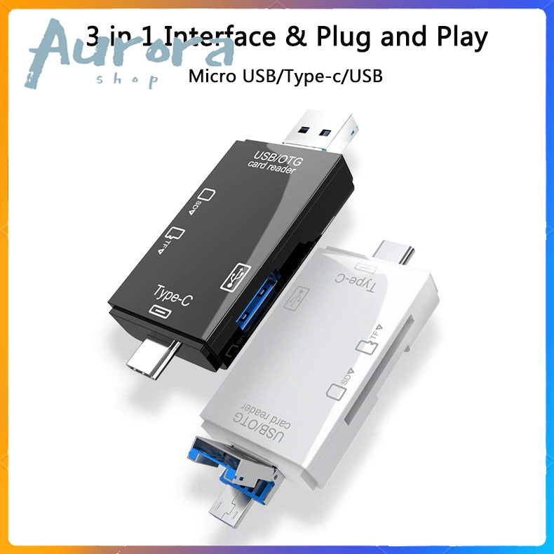 Đầu đọc thẻ nhớ otg đa năng 3 in 1 3 chân usb type c micro đọc thẻ nhớ máy ảnh ổ usb thẻ micro sd card kết nối điện thoại máy tính đầu đọc thẻ nhớ sd đồ đọc thẻ nhớ usb 2.0