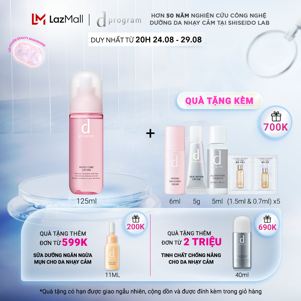 Nước cân bằng cho da khô nhạy cảm Dprogram Moist Care Lotion 125ml
