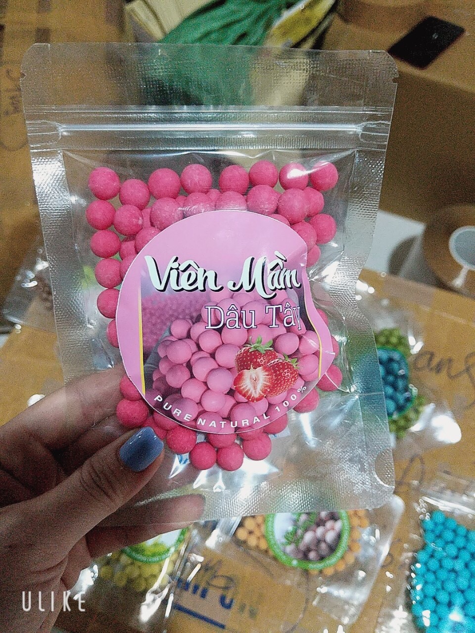 [HCM]Viên mầm đậu nành dâu tây - 100gr Viên mầm dâu tây  - kẹo mầm dâu tây tăng size vòng 1.