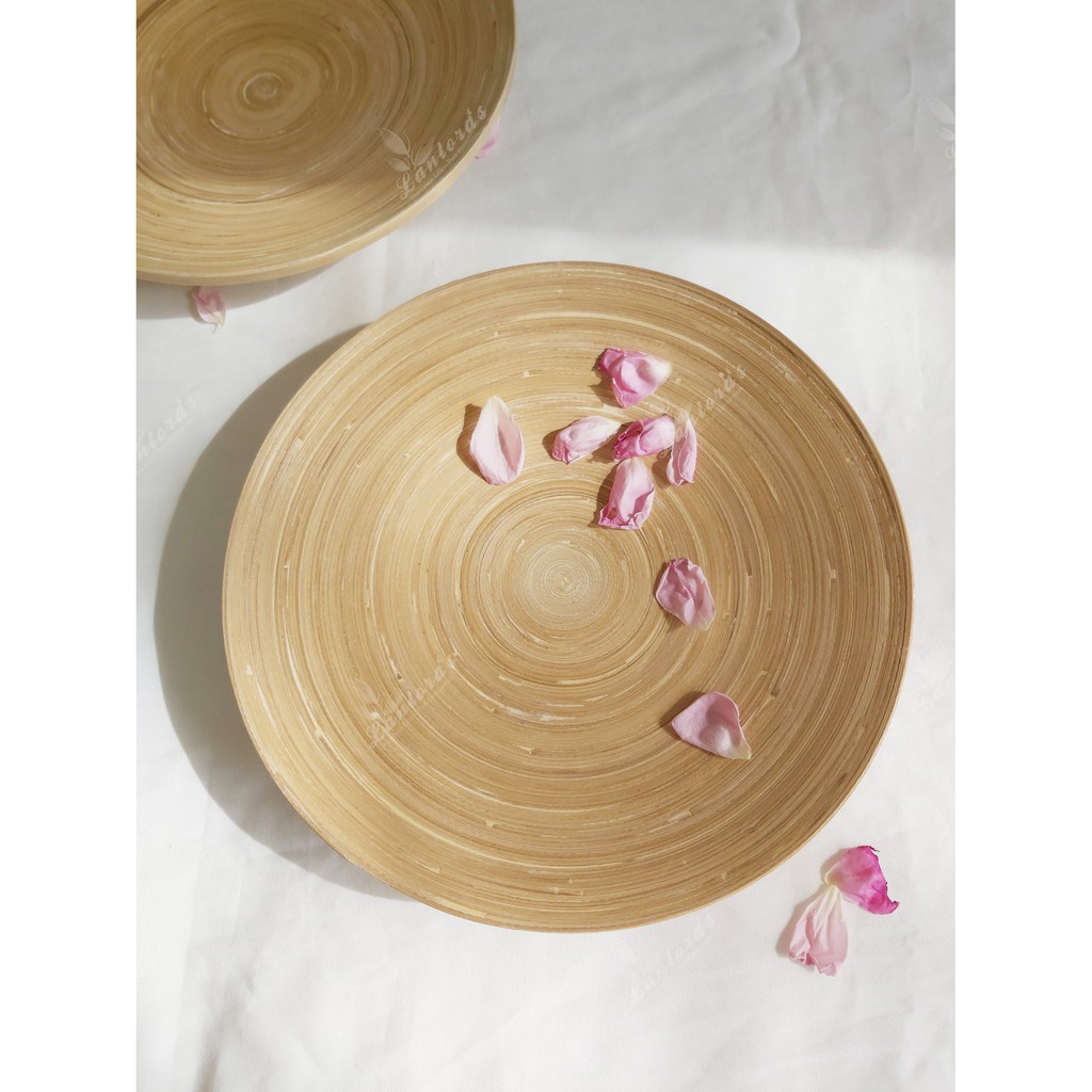 Đĩa đựng hoa quả, bánh kẹo, mứt tết, đĩa tre cuốn tròn D30cm hàng