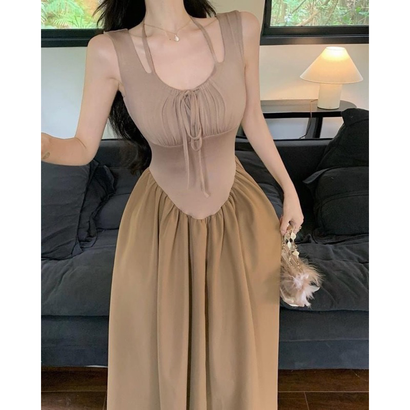 Đầm maxi 2 dây bản kiểu dáng dài body xoè, váy nữ dự tiệc đi biển G196