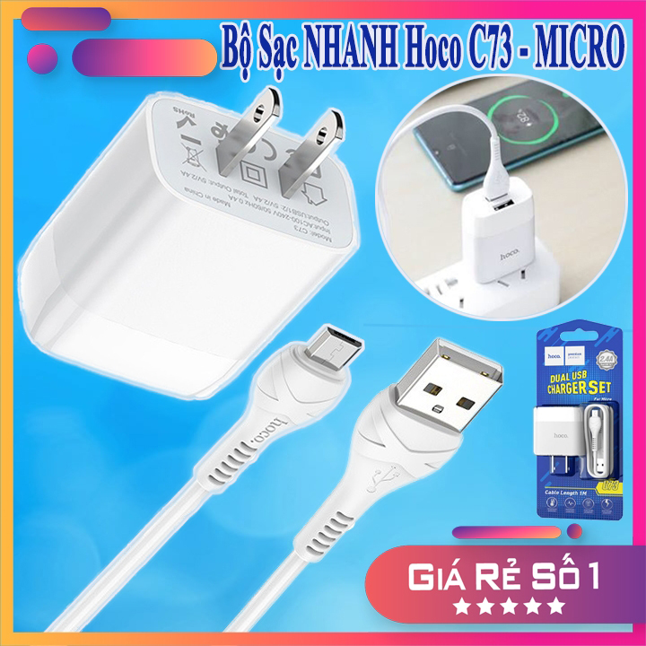 BỘ SẠC NHANH MICRO USB HOCO C73  2 CỔNG | 100% Chính Hãng | Lỗi 1 Đổi 1 | SKYTHUONGMAI | 42003