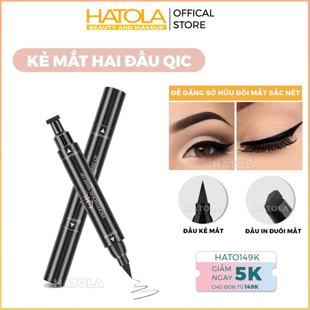 Bút dạ kẻ mắt hai đầu QIC cao cấp không lem không trôi chống nước hiệu quả và giúp định hình nét kẻ mắt cho makeup nữ