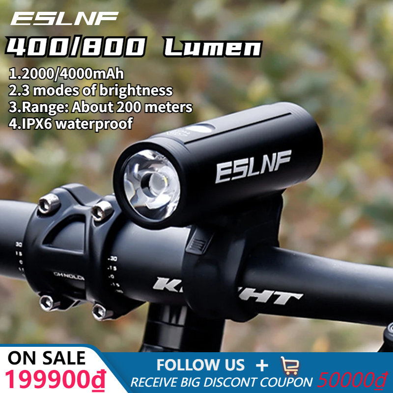 ESLNF 800Lumen Bicycle Front Light USB Charge 4000mAh IPX6 Waterproof LED