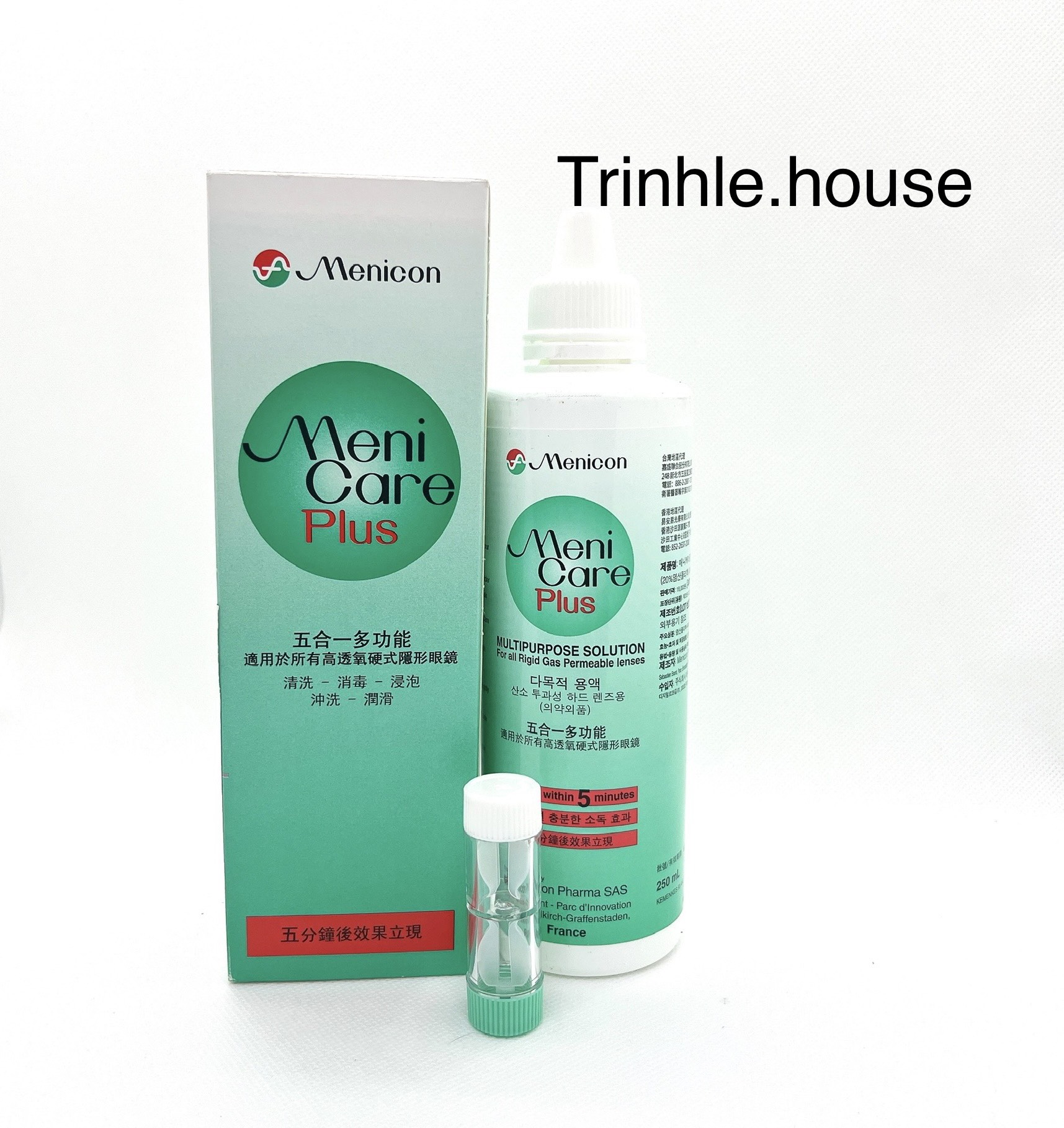 Nước ngâm kính áp tròng cứng Menicare Plus 250ml- dung dịch rửa lens cứng- date 2025 Trinh lê