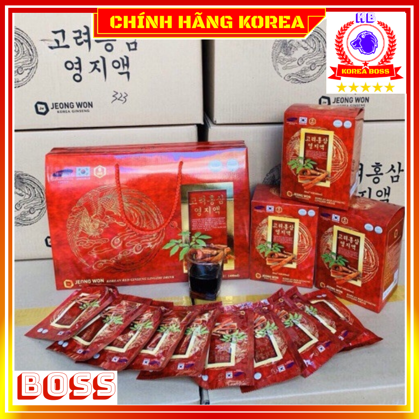 Nước hồng sâm linh chi Jeong Won chính hãng, hộp 30 gói - Tăng đề kháng, chống lão hóa, phòng ung thư - koreaboss