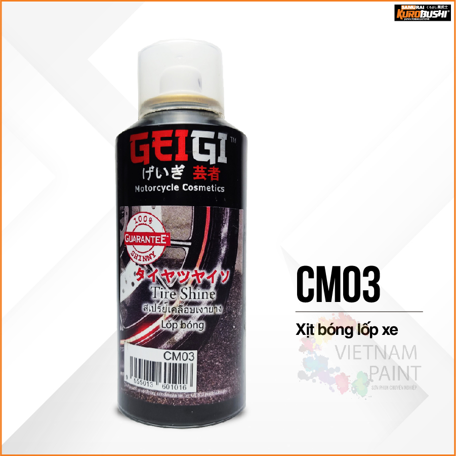 Sơn xịt samurai kurobushi - xịt bóng lốp xe cm03 chuyên dùng cho xe máy