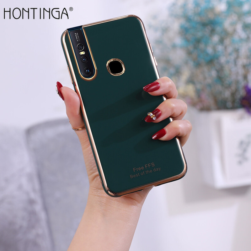Hontinga For VIVO V15 V15 Pro Case Fashion Solid Color Laser Plating Phone Case Soft TPU Casing Phone Protective Back Cover Anti-fall Cases