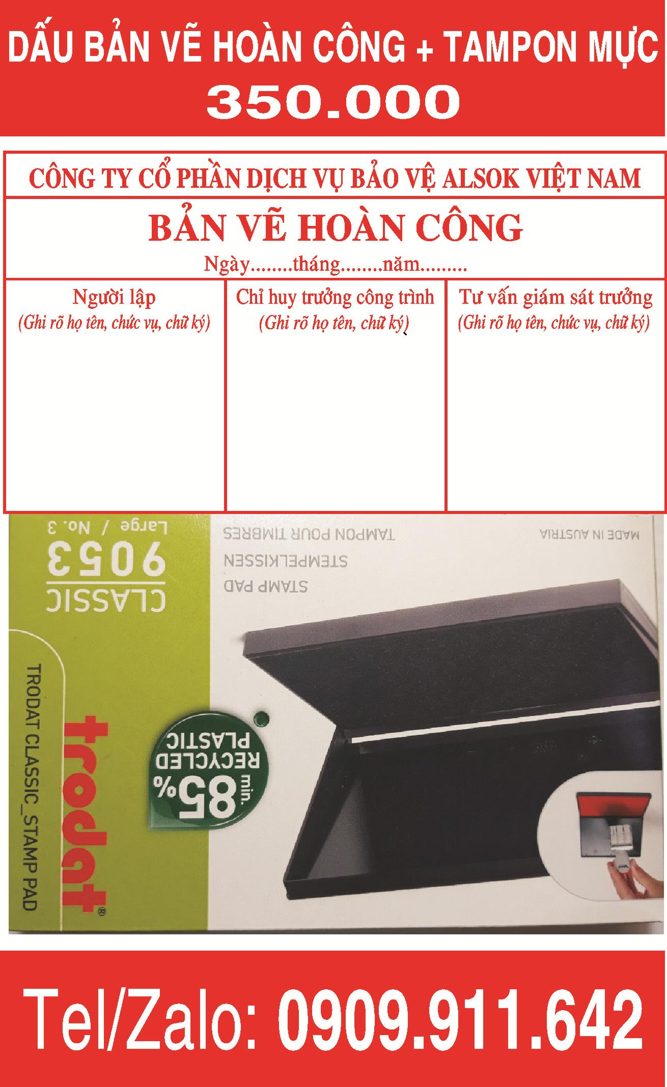 Dấu bản vẽ hoàn công + tampon mực