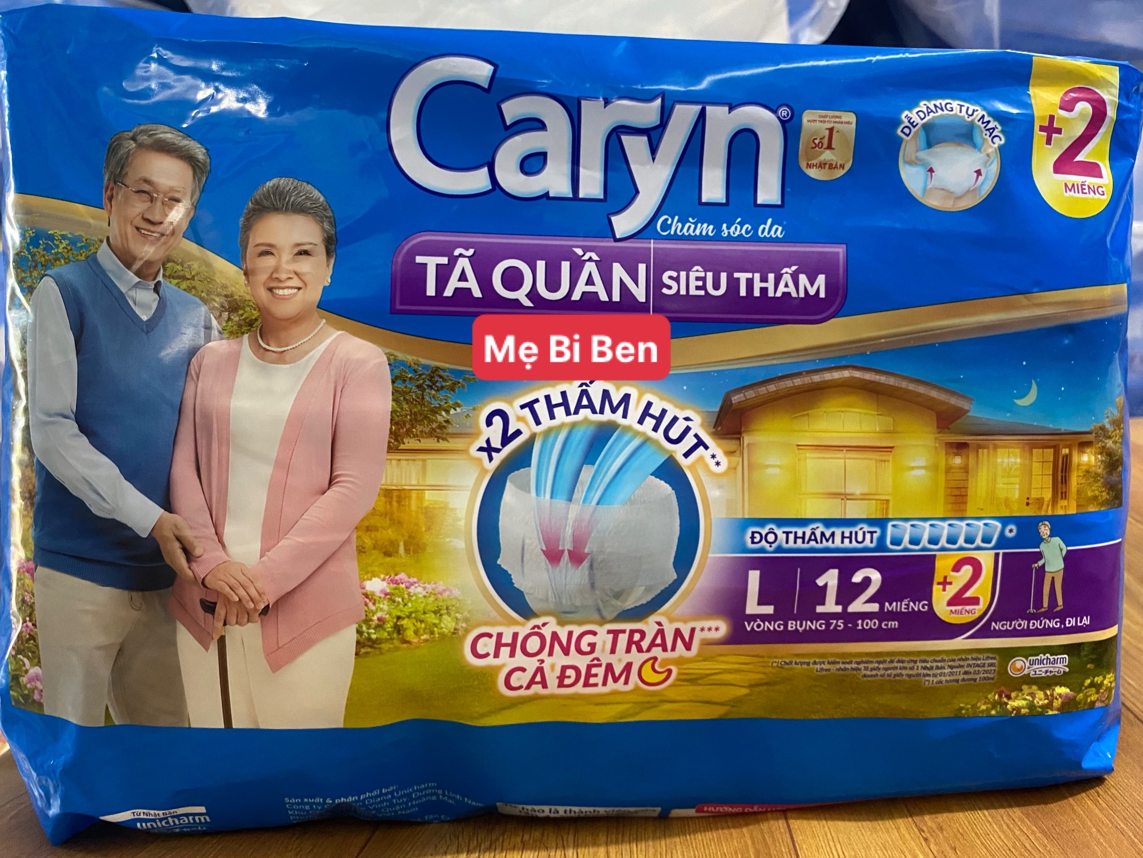 [COMBO 6 GÓI] Tã Bỉm Quần Người Lớn Caryn Siêu Thấm Chống Tràn Size M14+2/L12+2/XL10+2 Miếng