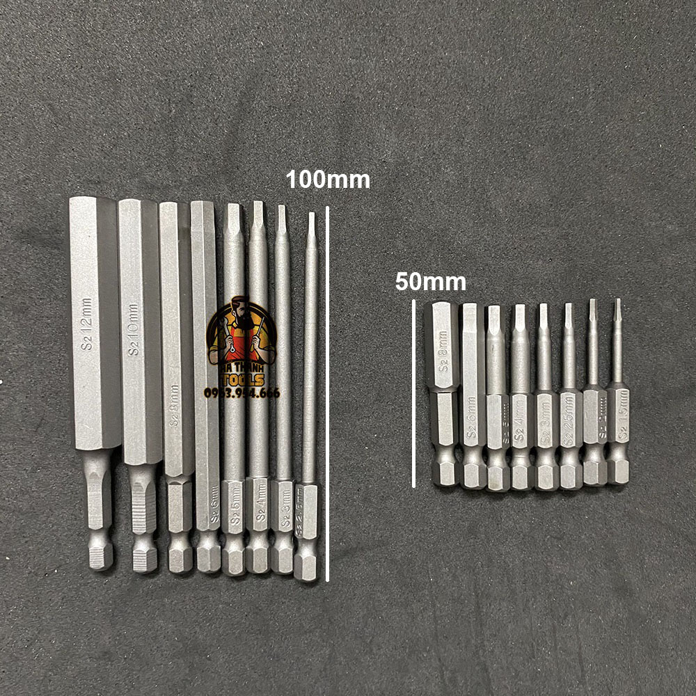 Bộ 8 mũi bắn vít lục giác 50-100mm cho khoan pin, khoan điện h1.5 - h12