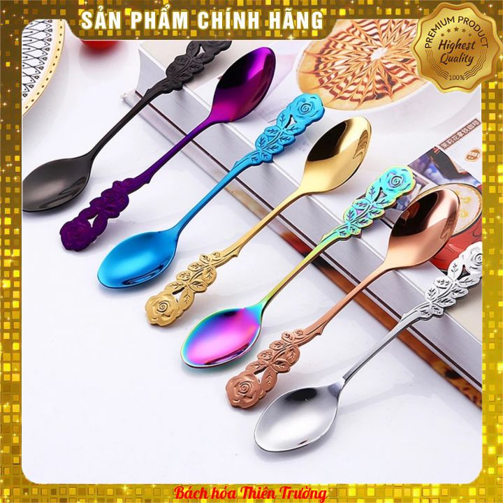 Thìa cà phê hoa hồng nhiều màu chất lượng cao