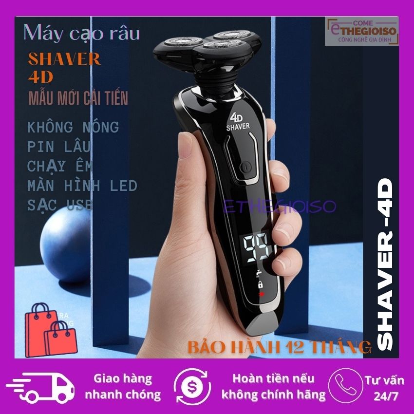 [HCM-Bản cải tiến]Máy cạo râu đa năng Shaver 4D 5in1, Máy cạo râu thông minh, Pin lâu, sạc nhanh cổng USB, 3 lưỡi kép cạo sát sạch êm thoải mái-ethegioiso