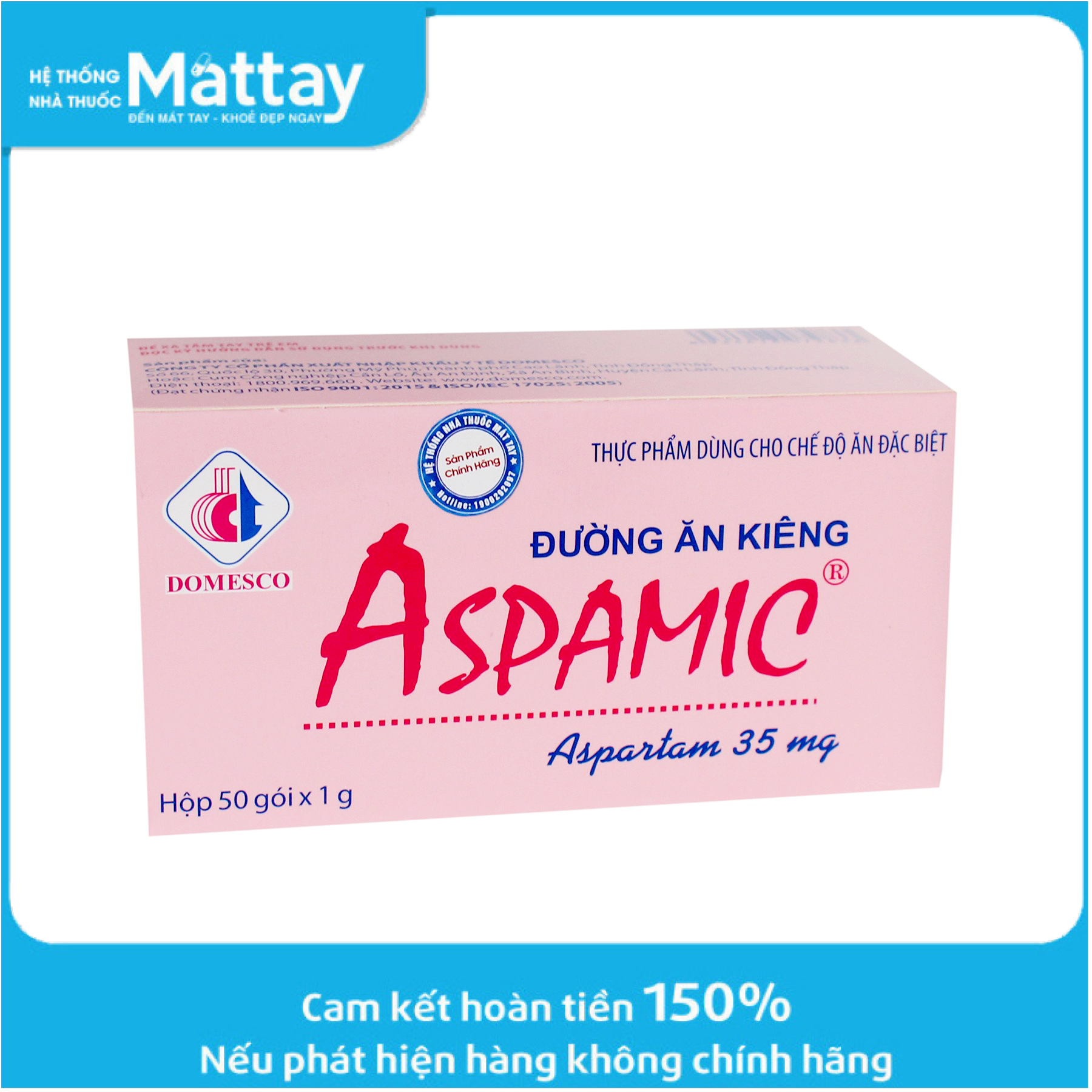 Đường ăn kiêng ASPAMIC Hộp 50 gói
