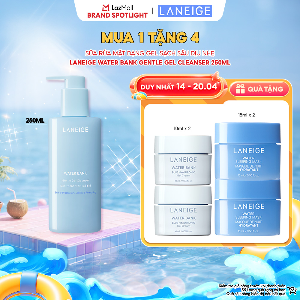 [MỚI] Sữa Rửa Mặt Dạng Gel Sạch Sâu Dịu Nhẹ Laneige Water Bank Gentle Gel Cleanser 250ml
