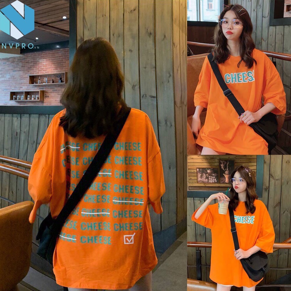 [HCM]ÁO THUN NỮ NAM IN CHỮ CHEESE TAY LỠ FORM RỘNG THỜI TRANG UNISEX PHONG CÁCH SAKURA MS001