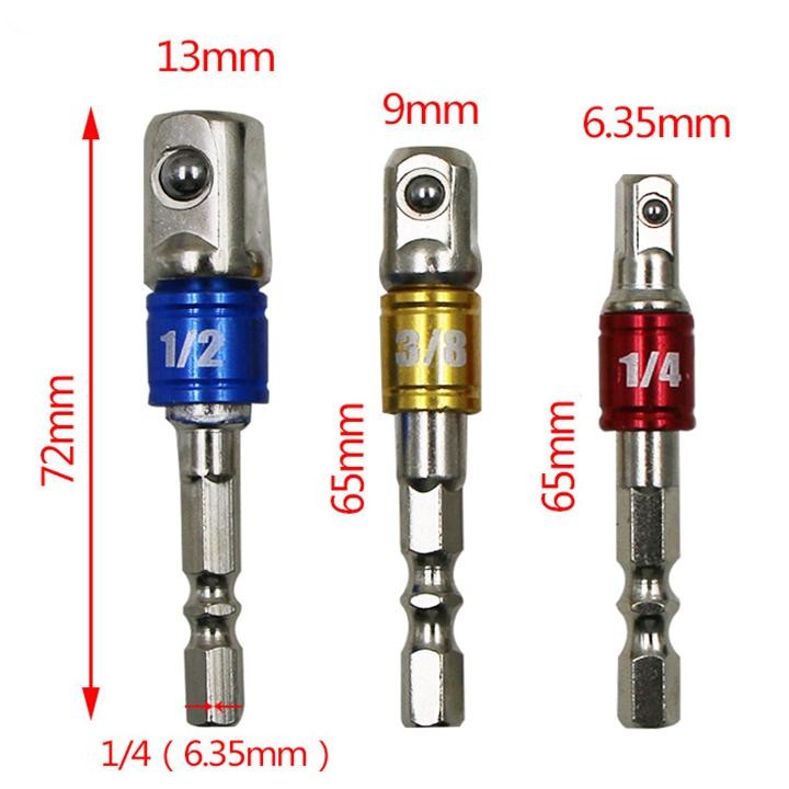 Đầu chuyển đổi máy khoan vít sang khẩu tuýp vặn bu long chân lục giác 1/4 3/8 1/2